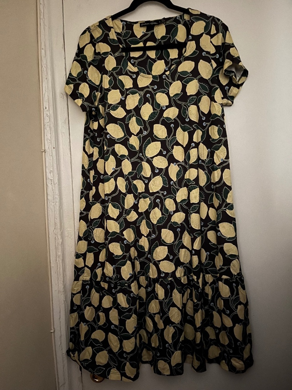 Gudrun Sjoden 100% cotton jersey lemon dress S may fit M L XL OS